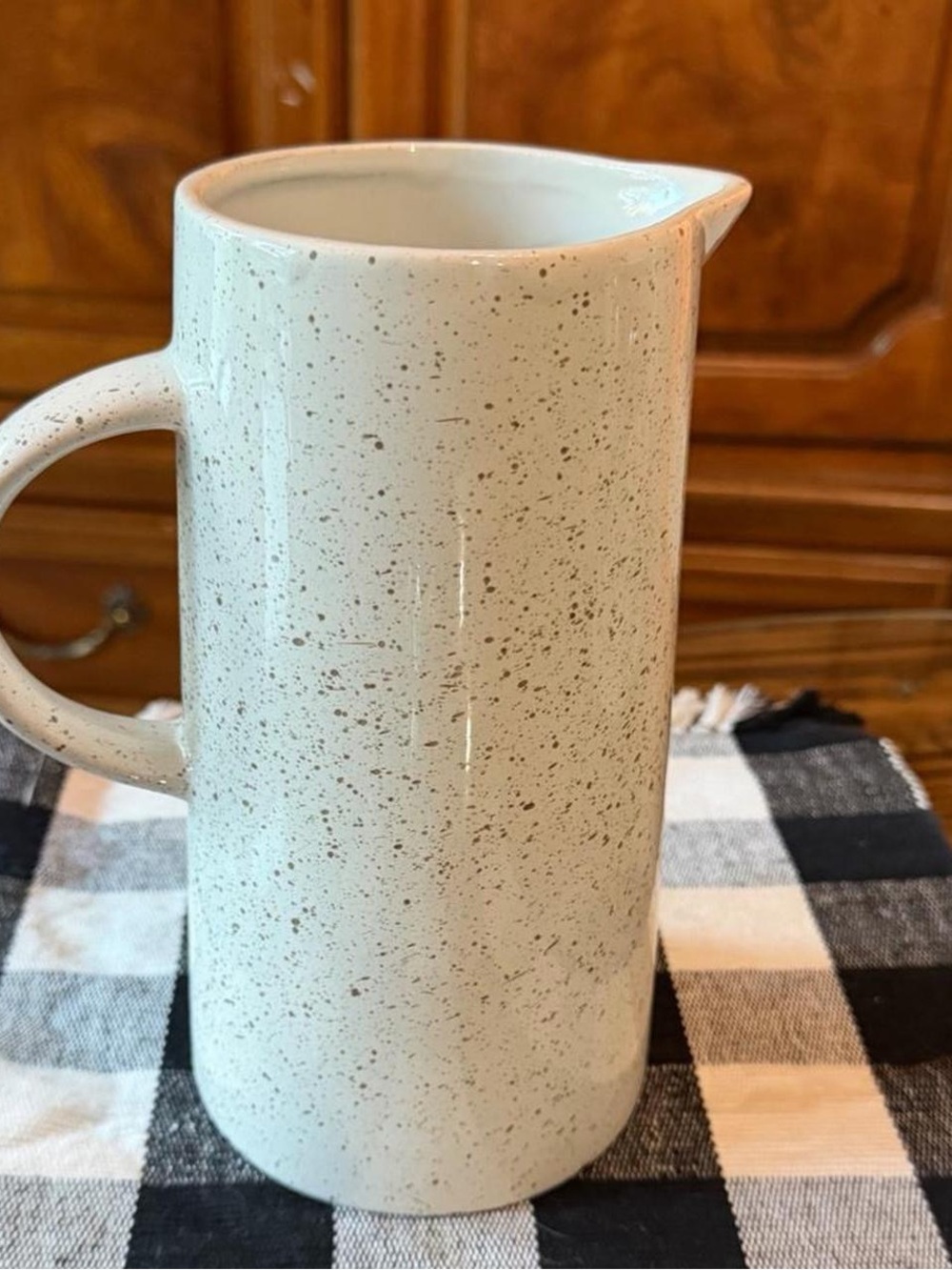 Speckled Ceramic Pitcher in Cream